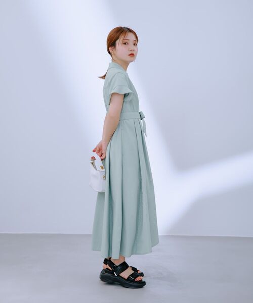 （クシナ）コパ　19＋　27センチ　紐なしモデル COHINA（コヒナ） ワンピース ストライプカシュクールタックワンピース