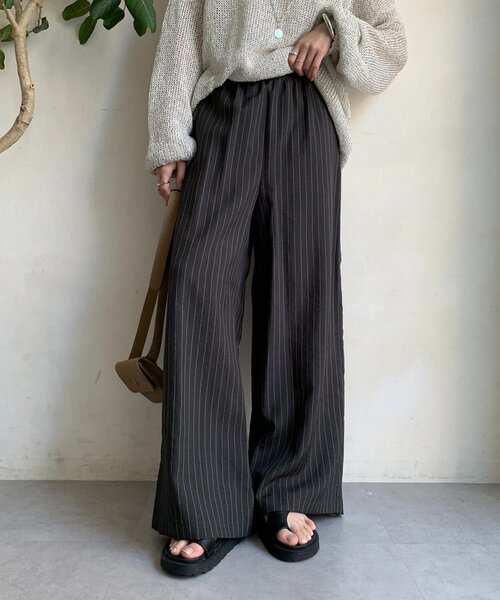 DOUDOU ワイドパンツ DouDou スラックス パンツ タックワイドパンツ レディース