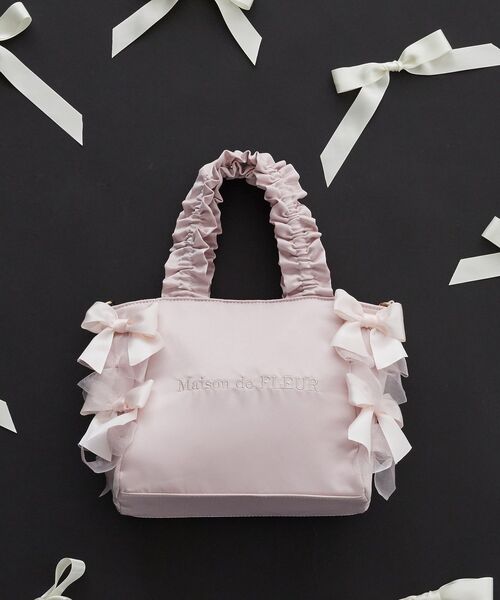 Maison de FLEUR トートバッグ リボンギャザーハンドル2Way