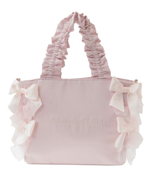 Maison de FLEUR トートバッグ リボンギャザーハンドル2Way