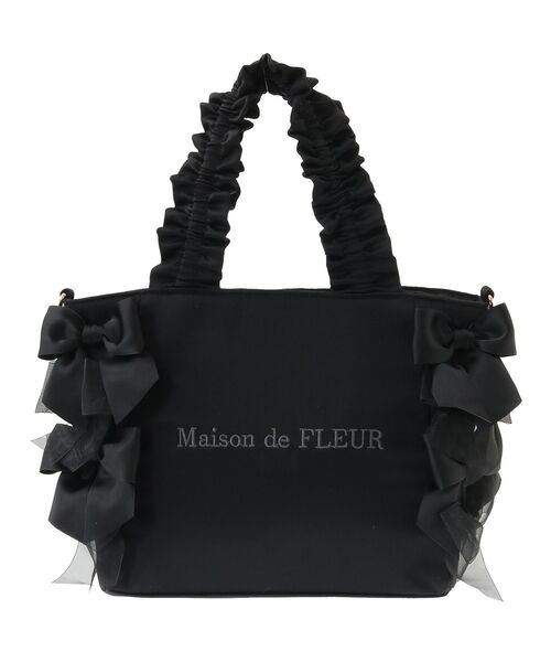 Maison de FLEUR トートバッグ リボンギャザーハンドル2Way