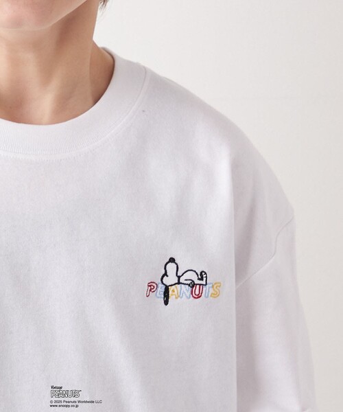 PEANUTS tシャツ SHIPS any: SNOOPY コラボ ワンポイント カラー 刺繍