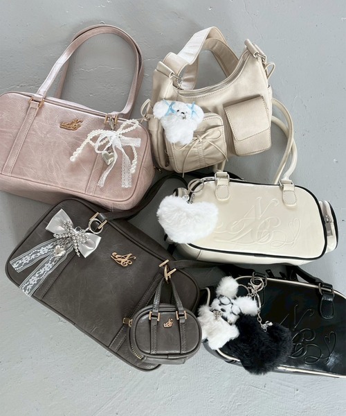 one after another NICE CLAUP ボストンバッグ ミニバッグチャーム付き