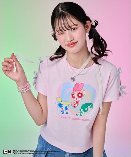 mezzo piano Junior tシャツ 「The Powerpuff Girls」 袖リボンT