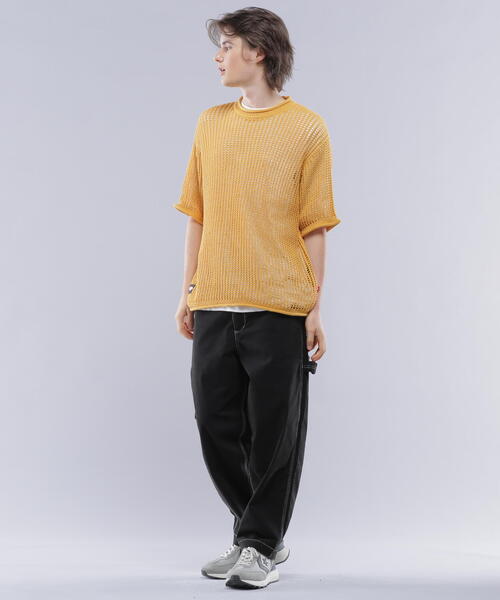 「MANASTASH」 半袖ニット L グリーン メンズ