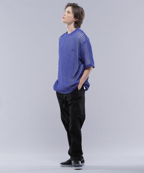 「MANASTASH」 半袖ニット L グリーン メンズ