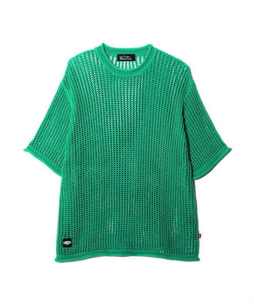 「MANASTASH」 半袖ニット L グリーン メンズ