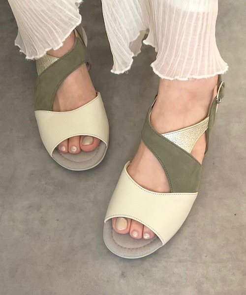 blanc/bleu（ブランブルー） サンダル 「日本製／本革／3E」異素材