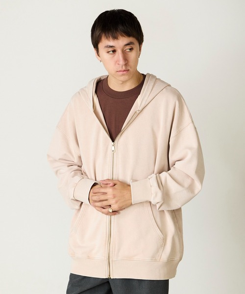 ALL RUNS パーカー ヴィンテージ風 洗い加工 ワイドシルエット ジップ