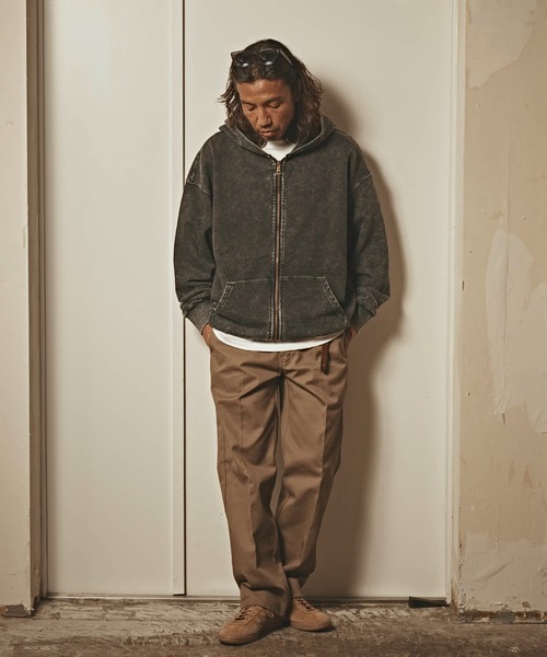 ALL RUNS パーカー ヴィンテージ風 洗い加工 ワイドシルエット ジップ