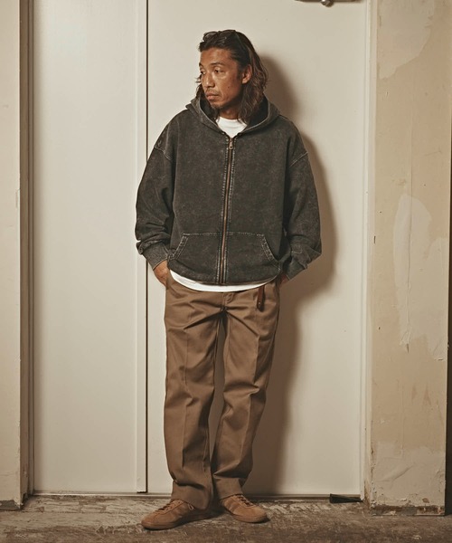 ALL RUNS パーカー ヴィンテージ風 洗い加工 ワイドシルエット ジップ