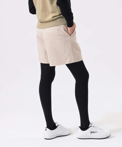 CPG GOLF ベージュ プリーツスカート風ショートバンツ エンブレムロゴ付き CPG GOLF ベージュ プリーツスカート風ショートバンツ エンブレムロゴ