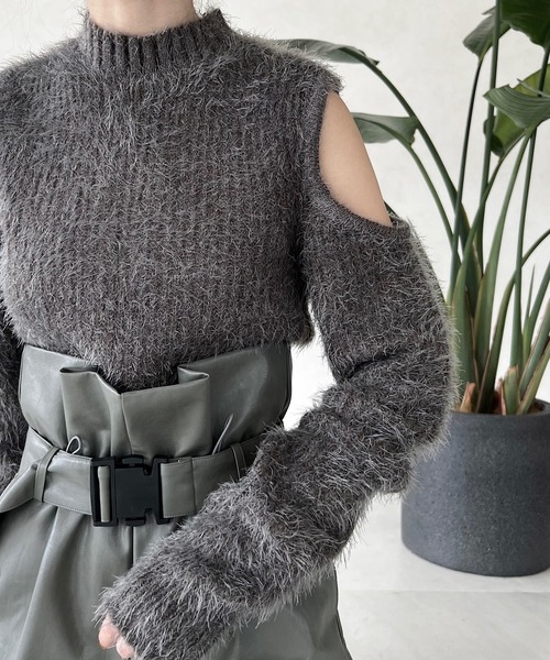 「musubore」 長袖ニット FREE グレー レディース_画像2