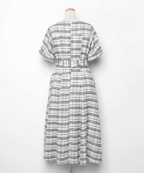 Her lip to チェック柄 半袖ロングワンピース Her lip to チェック柄半袖ワンピース M ホワイト レディース