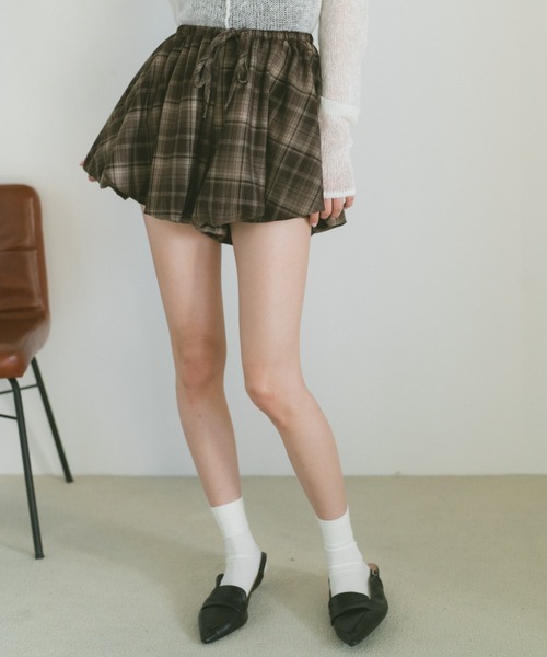 VANNIE U（ヴァニーユー） パンツ チェックバルーンショートパンツ