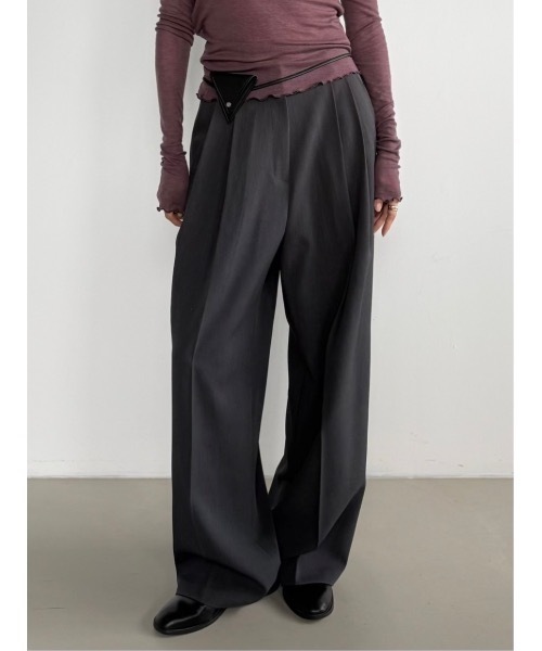 Didot.showroom スラックス パンツ ツータックワイドスラックス