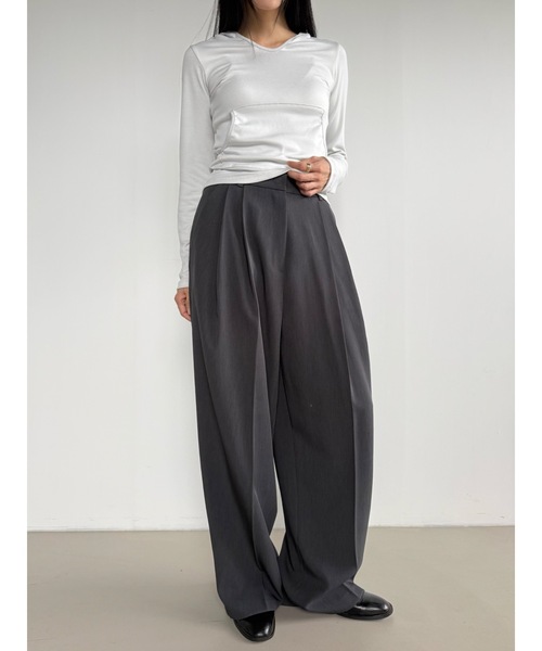 Didot.showroom スラックス パンツ ツータックワイドスラックス