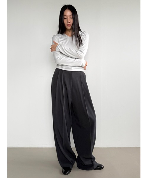 Didot.showroom ツータックワイドスラックス Didot.showroom スラックス パンツ ツータックワイドスラックス