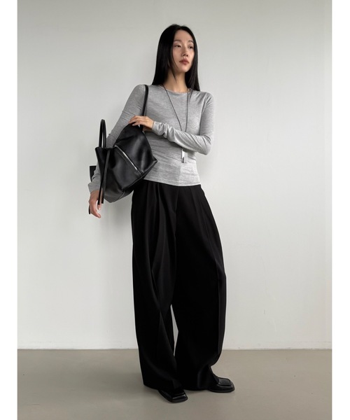 Didot.showroom スラックス パンツ ツータックワイドスラックス
