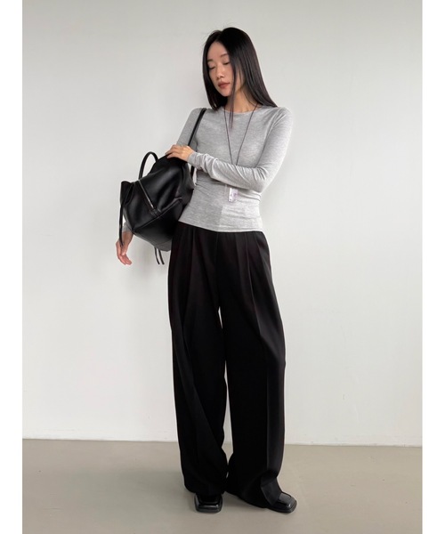 Didot.showroom ツータックワイドスラックス Didot.showroom スラックス パンツ ツータックワイドスラックス