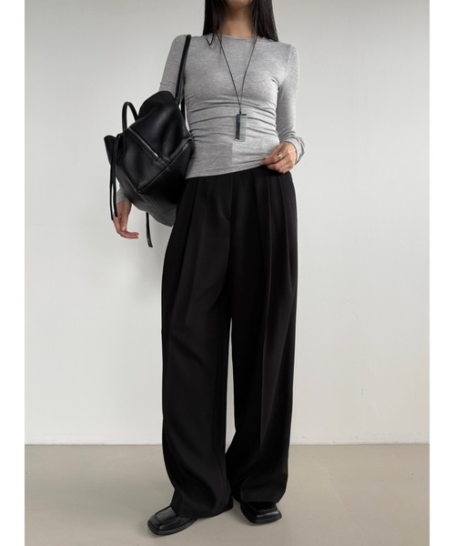 Didot.showroom スラックス パンツ ツータックワイドスラックス