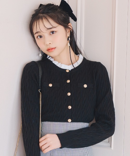 【Rene】フリル襟黒半袖ニットセーター新品 Rene】フリル襟黒半袖ニットセーター新品