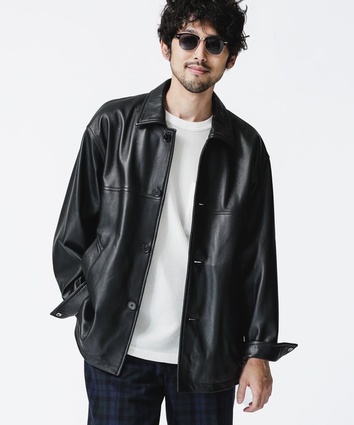 NANO universe（ナノ・ユニバース） レザージャケット L ブラック