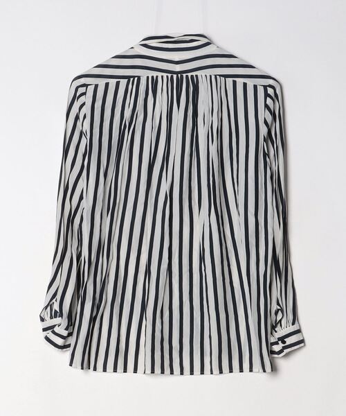 「TOMORROWLAND」 ストライプ柄長袖シャツ 36 ネイビー レディース_画像2