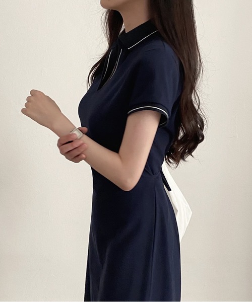 「MAISON DE THERESE」 「DM・Peach」シャツワンピース FREE ネイビー レディース_画像2