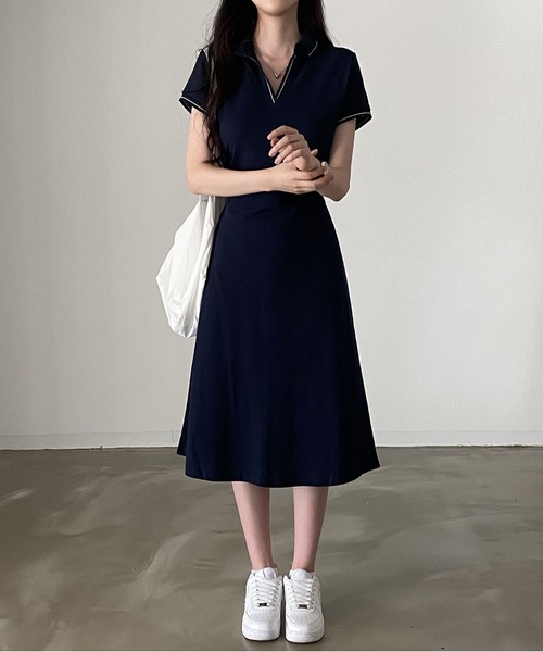 「MAISON DE THERESE」 「DM・Peach」シャツワンピース FREE ネイビー レディース_画像4