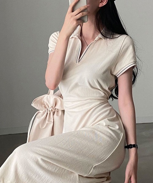 「MAISON DE THERESE」 「DM・Peach」シャツワンピース FREE ネイビー レディース_画像8