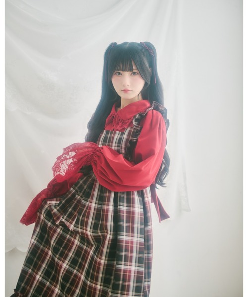 レア 1点もの ナイルパーチ ロングフリルジャンパースカート チェック