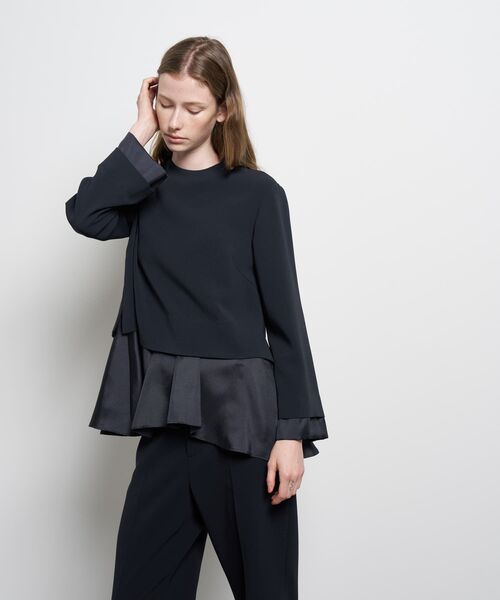 ランバン オン ブルー（LANVIN en Bleu）/トリアセテートコンビブラウス LANVIN en Bleu ブラウス シャツ トリアセテートコンビブラウス