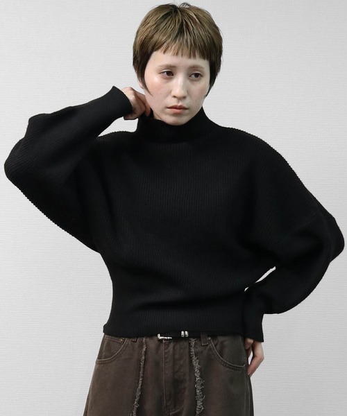 THE CELL. ニット セーター リブドルマンモックネックニット RIB