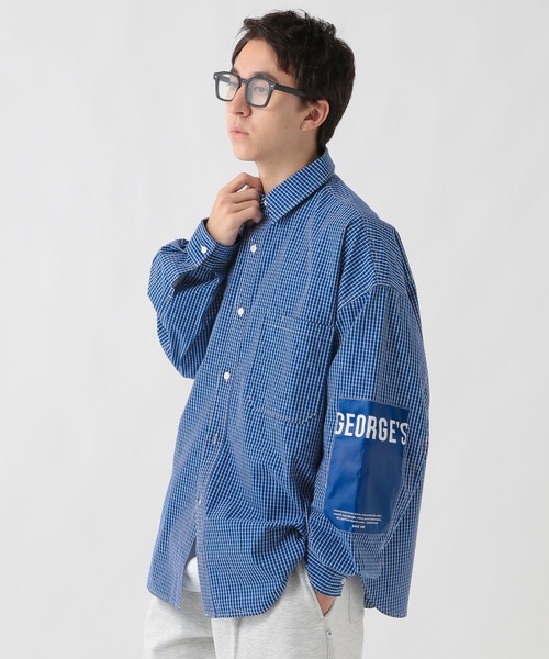 George's シャツ エルボーパッチチェツクシャツ メンズ レディース
