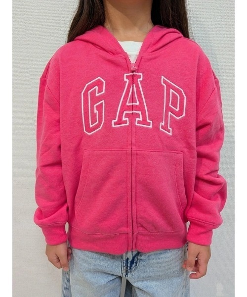 【極希少カラー】GAP センターロゴジップパーカー ローズ Lサイズ FAL13 GAP（ギャップ） パーカー リラックスフィット 裏ボア Gapロゴ ジップ