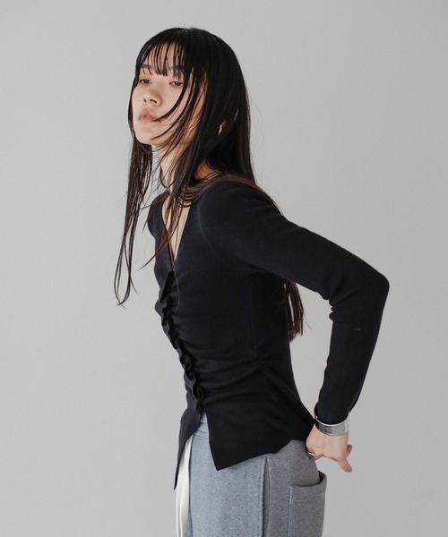 ENC tシャツ front gather cardigan / フロントギャザーカーディガン