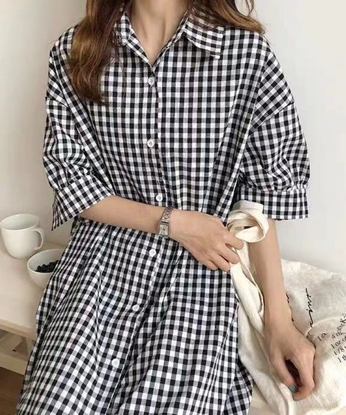 「STYLEBLOCK」 「li li」シャツワンピース M ブラック レディース_画像4