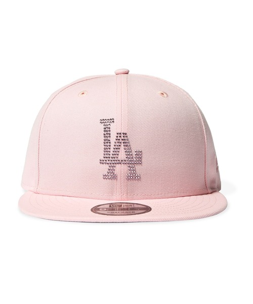 ニューエラキャップデコ ホワイト サイドロゴ ピンク キラキラキャップ NEW ERA（ニューエラ） ドジャース キャップ 帽子 ニューエラ「NEW ERA