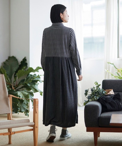 「Sunny clouds」 シャツワンピース NM グレー系その他 レディース_画像5