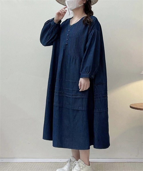 「Dream garden」 長袖ワンピース FREE ブルー レディース_画像3