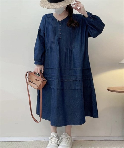 「Dream garden」 長袖ワンピース FREE ブルー レディース_画像5