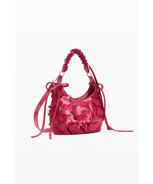 Desigual デシグアル ギャザーバッグ Desigual（デシグアル） ハンドバッグ フラワーアップリケ×ギャザー