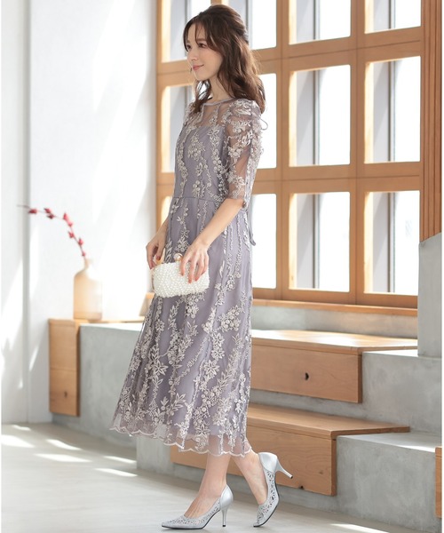 「PREFERIR」 7分袖ワンピース SMALL ネイビー レディースの画像