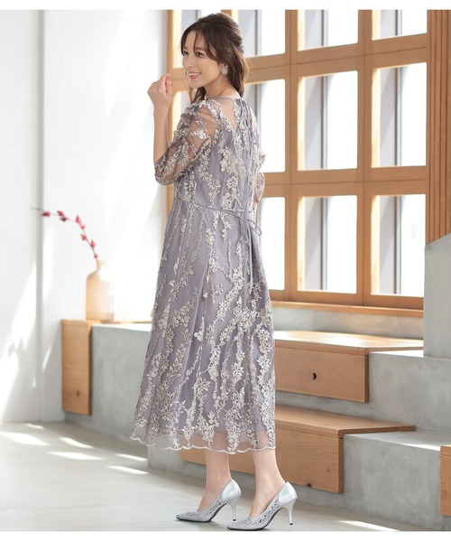 「PREFERIR」 7分袖ワンピース SMALL ネイビー レディースの画像