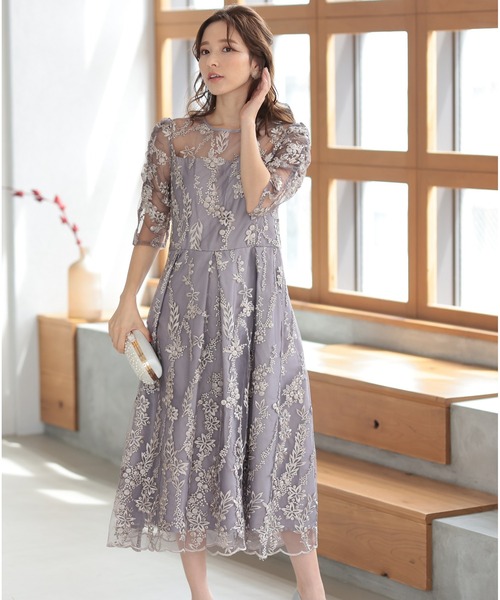 「PREFERIR」 7分袖ワンピース SMALL ネイビー レディースの画像