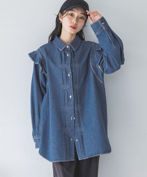 「JEANASIS」 長袖シャツ FREE ブルー レディース_画像3