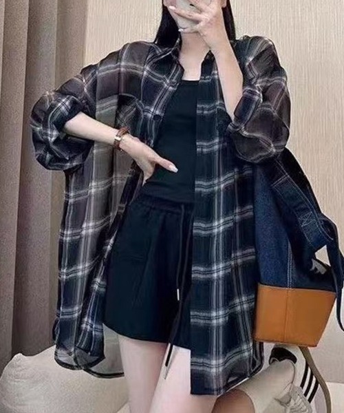 ブラウス シャツ チェック柄シアーシャツ レディース : ZOZOTOWN Yahoo