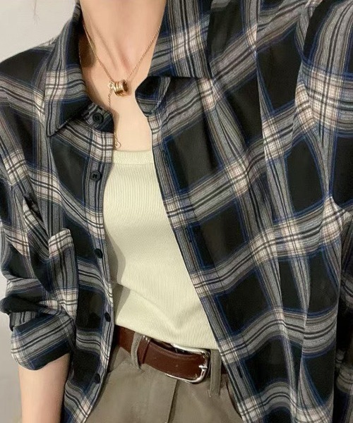 ブラウス シャツ チェック柄シアーシャツ レディース : ZOZOTOWN Yahoo