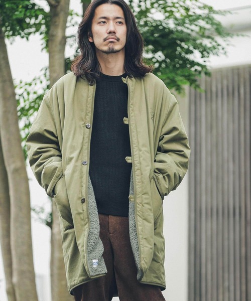 「ARMY TWILL」 ノーカラーコート MEDIUM カーキ メンズ_画像2